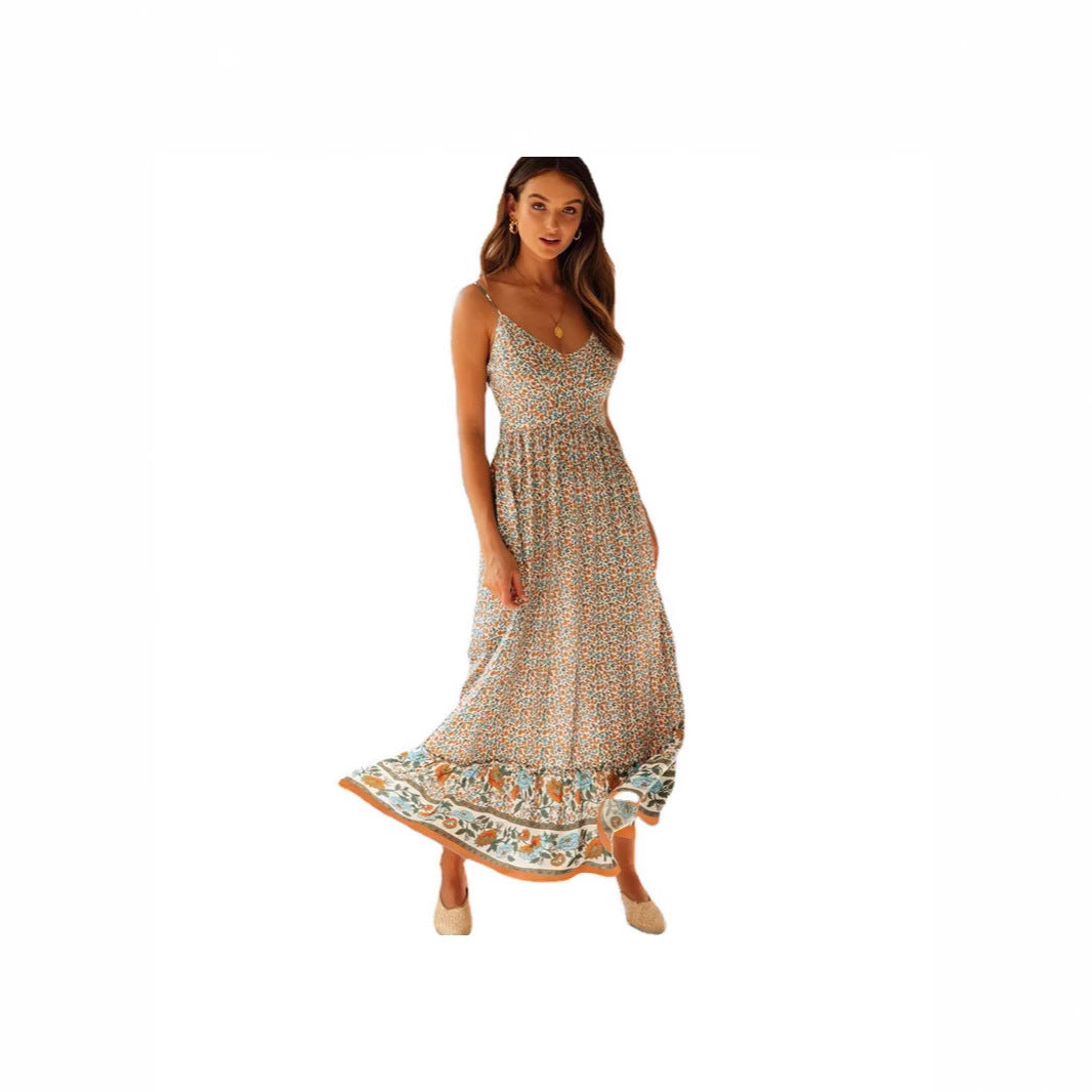 Damen Maxikleid mit floralen Mustern Stalluxe