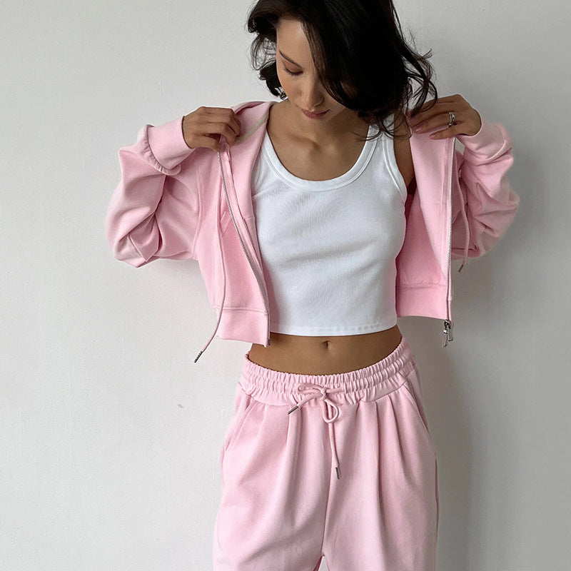 Damen lässiger Cropped Hoodie und entspannte Sweatpants Set Stalluxe