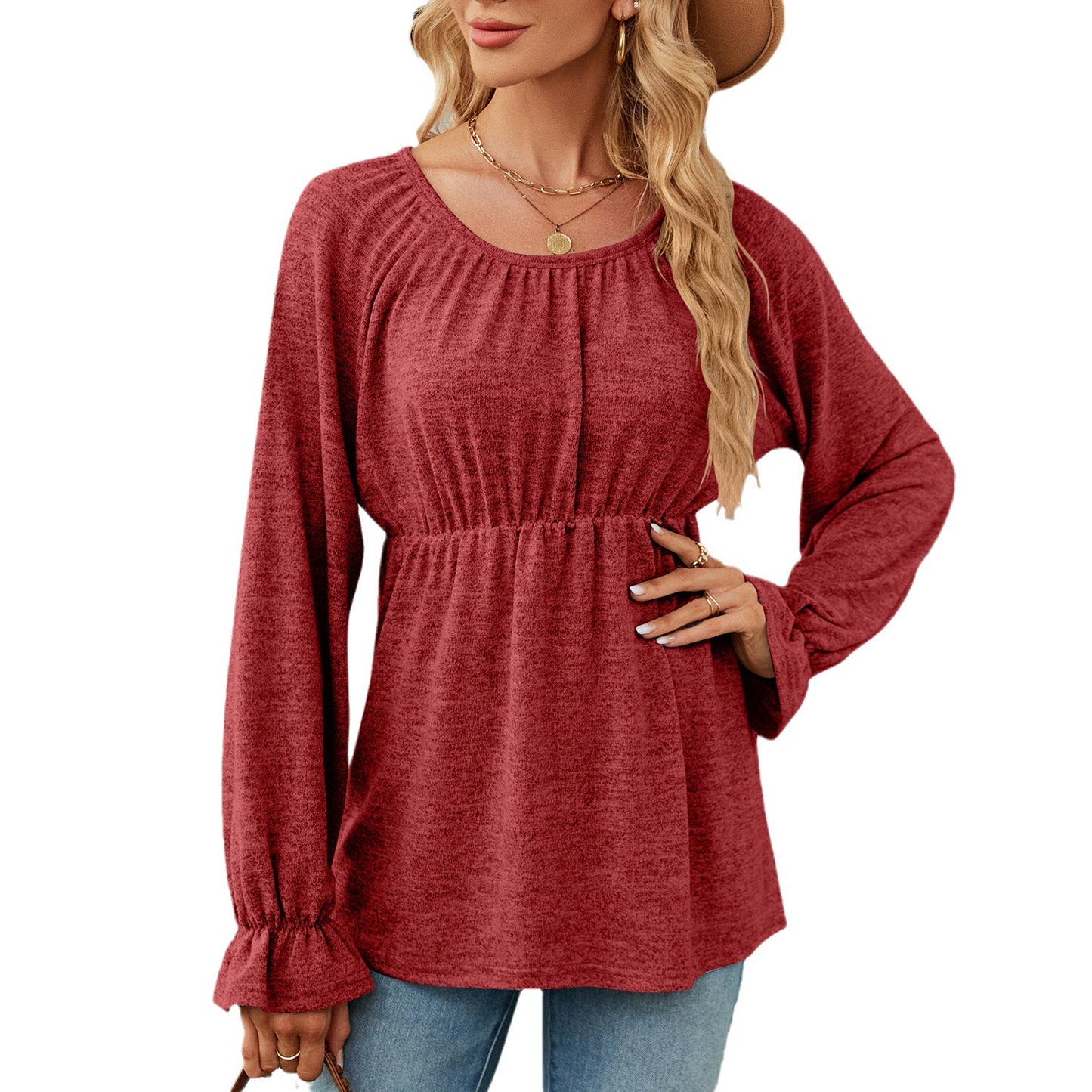 Damen lässiges Blusenshirt mit Raffung Stalluxe