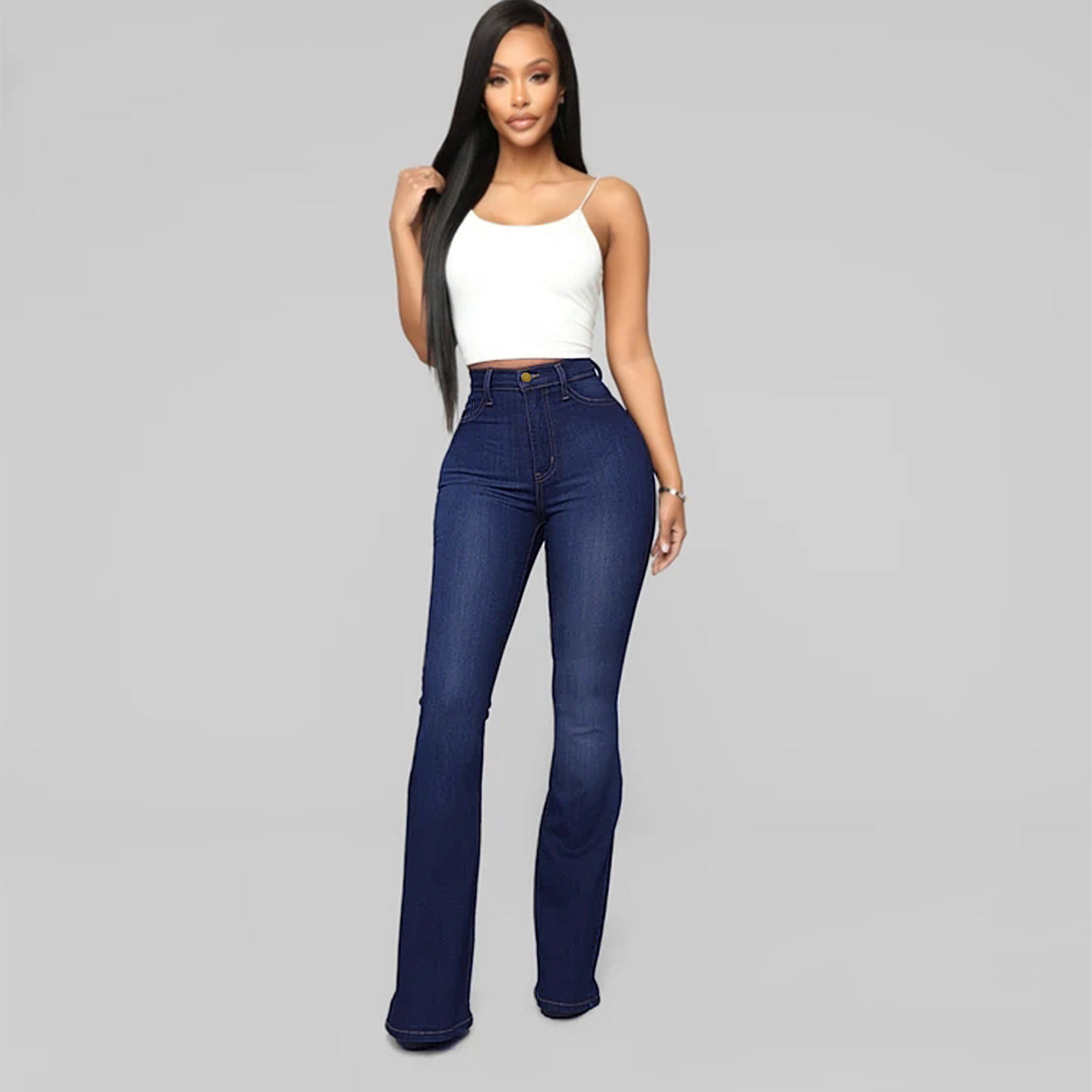 Damen Flared Jeans mit hohem Bund und figurformendem Schnitt Stalluxe 1758094934