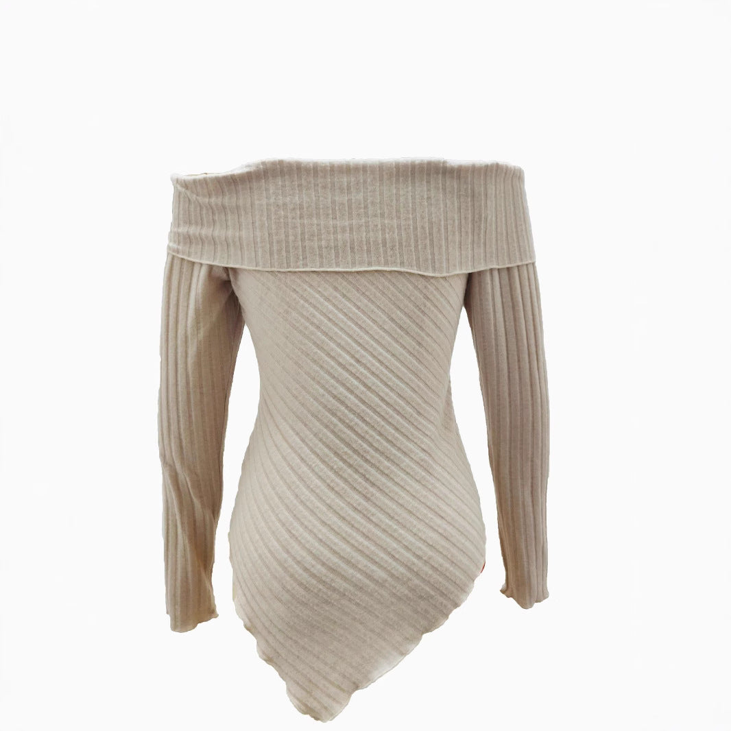 Damen Rippstrick-Oberteil mit Off-Shoulder-Ausschnitt und dekorativer Ausstattung Stalluxe