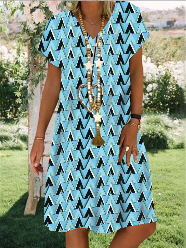 Damen Freizeitkleid mit grafischem Dreiecks-Design und lockerem Schnitt Stalluxe