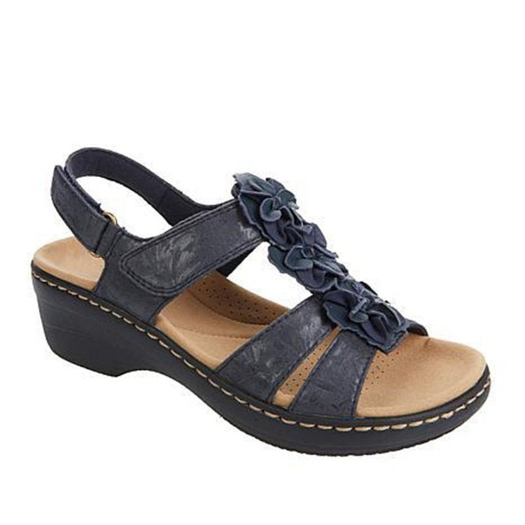 Damen Sandalen mit modischer Blütenapplikation und ergonomischer Fußbettung Stalluxe
