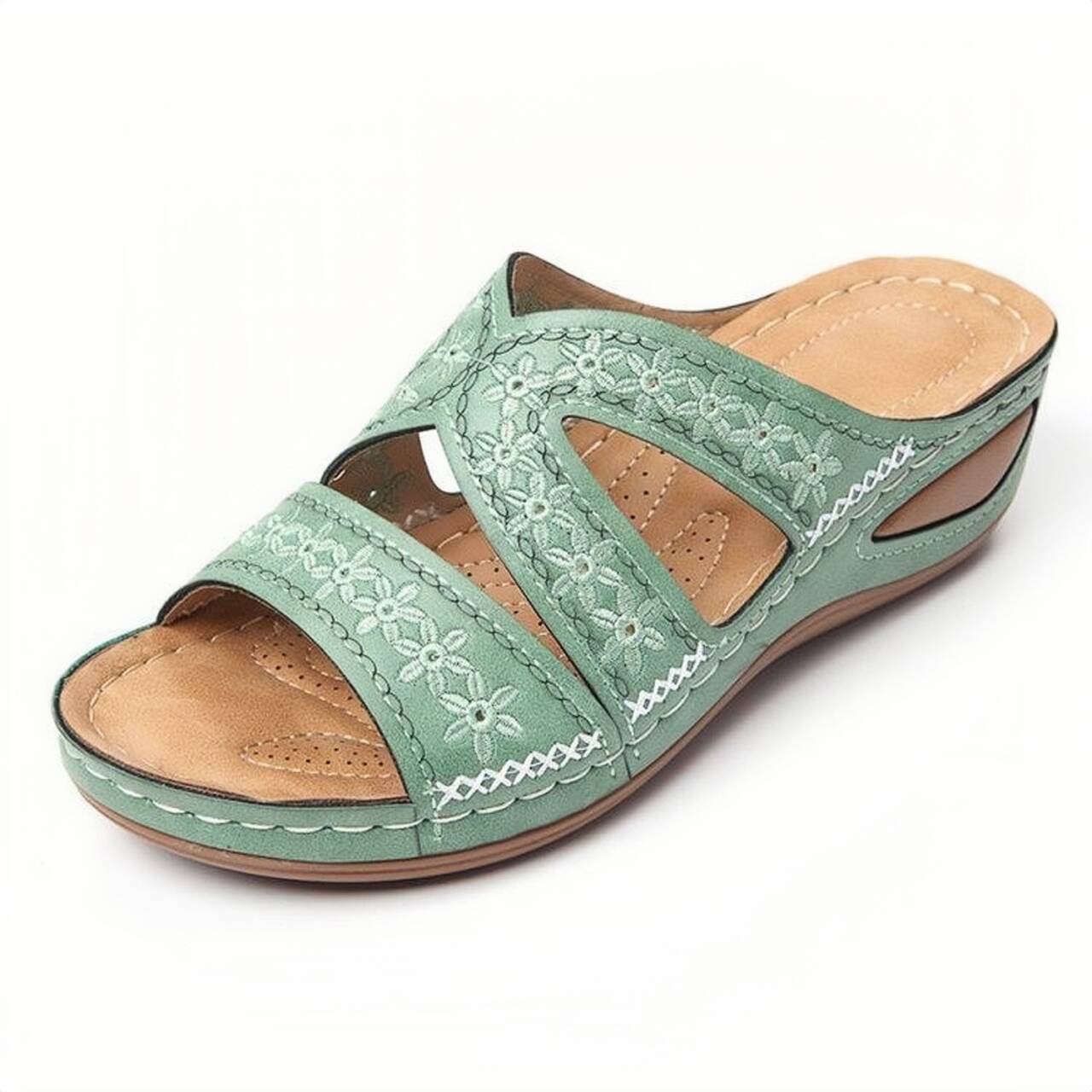Damen Komfortable Riemchen-Sandalen mit floralem Design und angrenzenden Öffnungen Stalluxe