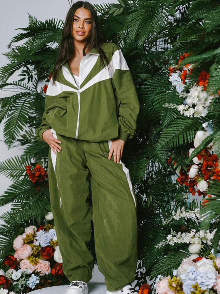 Damen sportliches Jacken- und Hosen-Set mit Kontrastelementen und komfortablem Schnitt Stalluxe