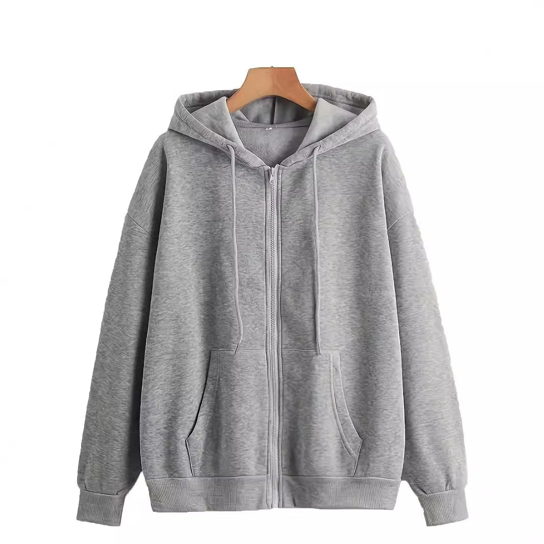 Damen bequeme Kapuzenjacke mit durchgehendem Reißverschluss und geräumigen Taschen Stalluxe