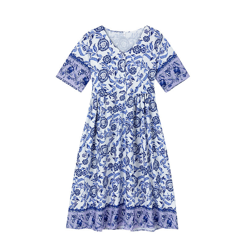 Damen Sommerkleid mit floralem Druck und halbärmeligem Design Stalluxe