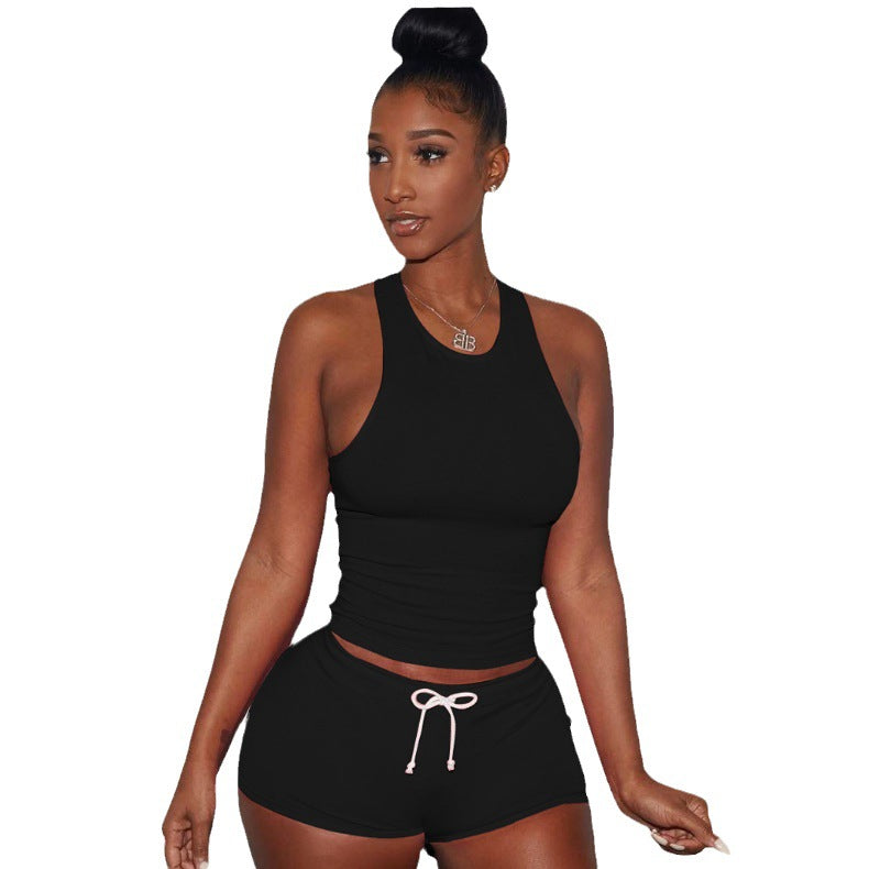 Damen Sportliches Kurzanzug-Set mit Racerback und Kordelzug Stalluxe