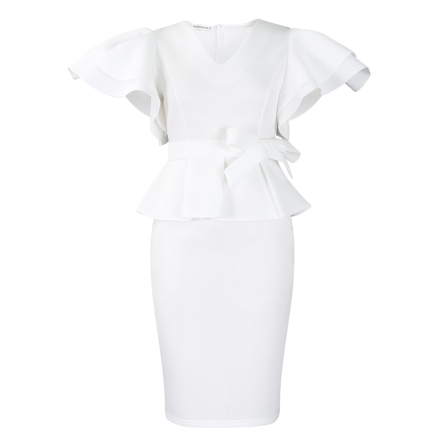 Damen Edles Kleid mit Rüschenshoulder Stalluxe