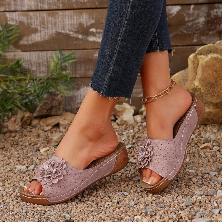 Damen modische Zehentrenner-Sandalen mit floralem Design und ergonomischem Komfort Stalluxe