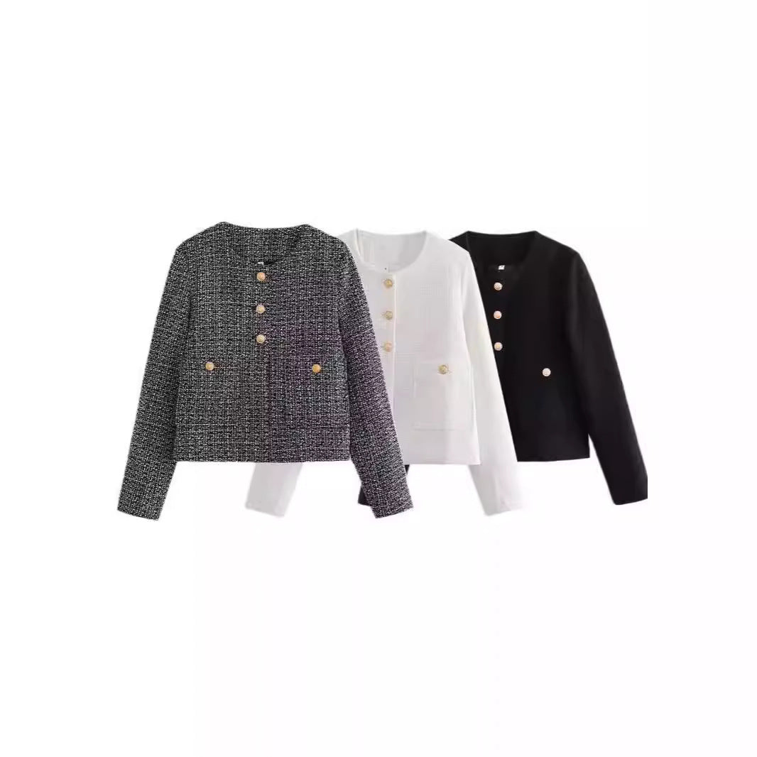 Damen Elegante Kurzjacke mit Knopfverschlüssen und aufgesetzten Taschen Stalluxe