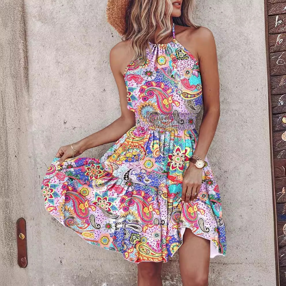 Damen Sommerkleid mit exklusivem Farbverlauf und elastischer Taillenpartie Stalluxe