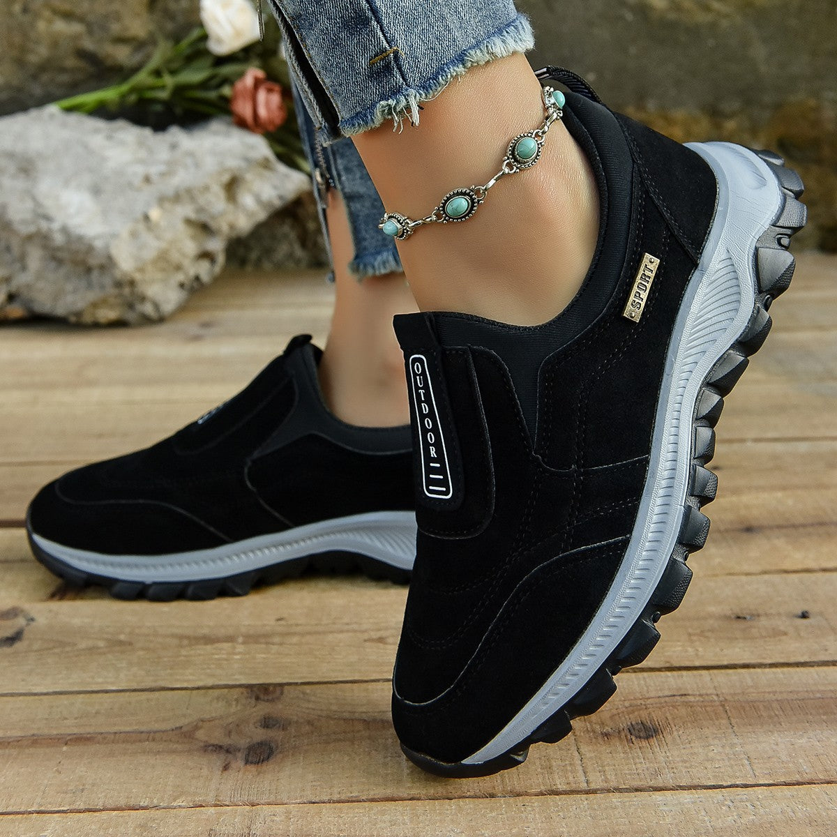 Damen Sportliche Slip-On Sneakers mit ergonomischer Dämpfung Stalluxe