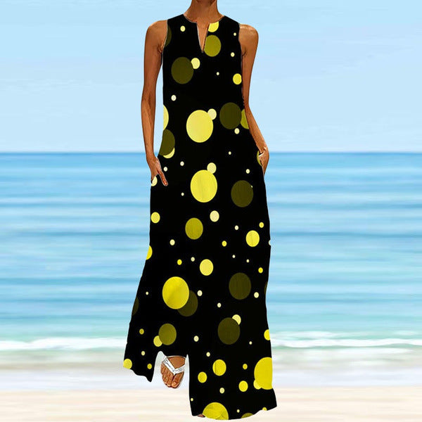 Damen Maxikleid mit modernem Punktedesign Stalluxe