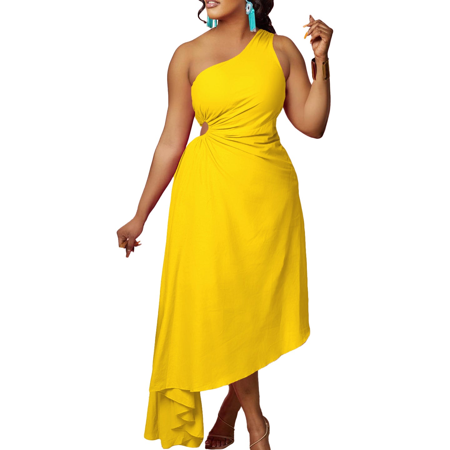 Damen Asymmetrisches Abendkleid mit gefaltetem Saum Stalluxe