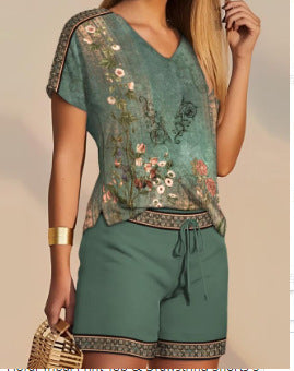 Damen Freizeit Oberteil und Shorts Set Stalluxe