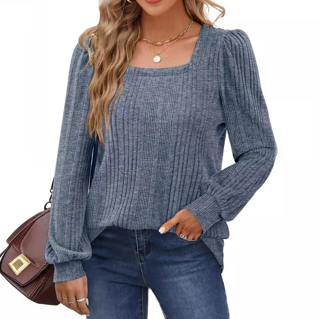 Damen modischer Pullover mit strukturiertem Rippmuster und Puffärmeln Stalluxe