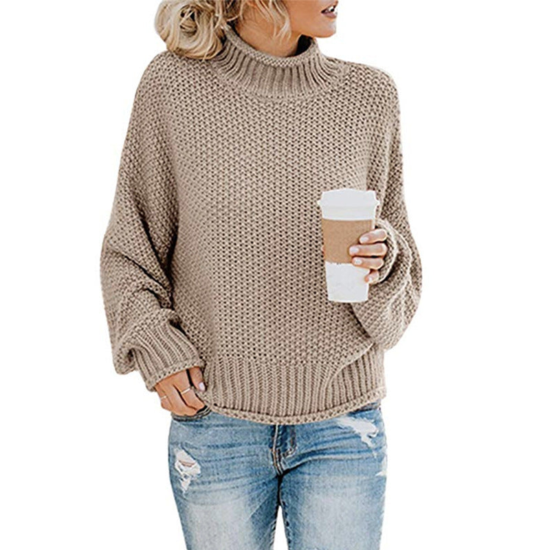 Damen Grobstrickpullover mit hohem Kragen Stalluxe