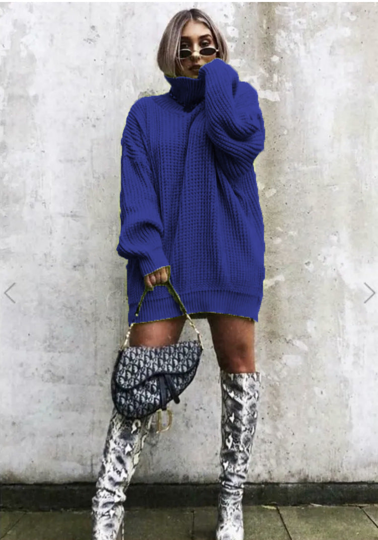 Damen Oversized Strickpullover mit hohem Kragen und Waffelmuster Stalluxe