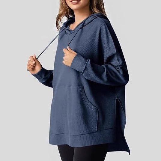 Damen Oversized Kapuzenpullover mit seitlichen Schlitzen und praktischen Taschen Stalluxe
