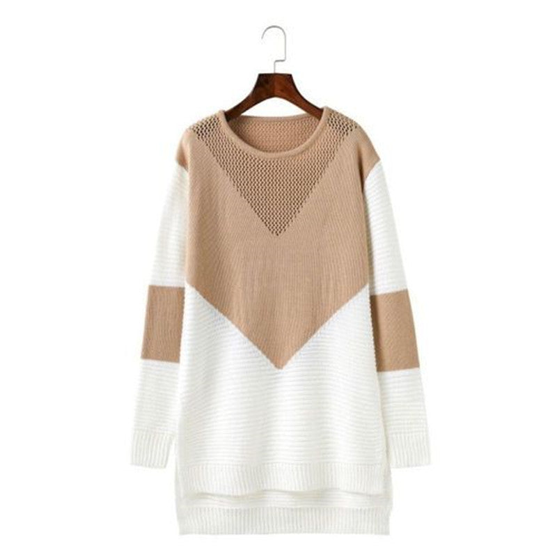 Damen Großer Strickpullover mit modernem geometrischen Design und atmungsaktiver Struktur Stalluxe