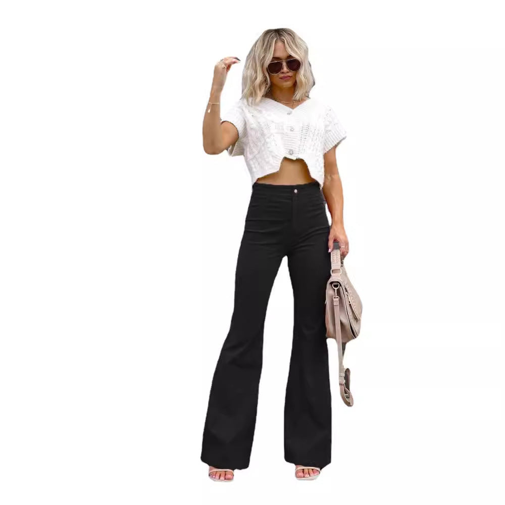 Damen Modische Hochbund-Flared-Jeans Stalluxe