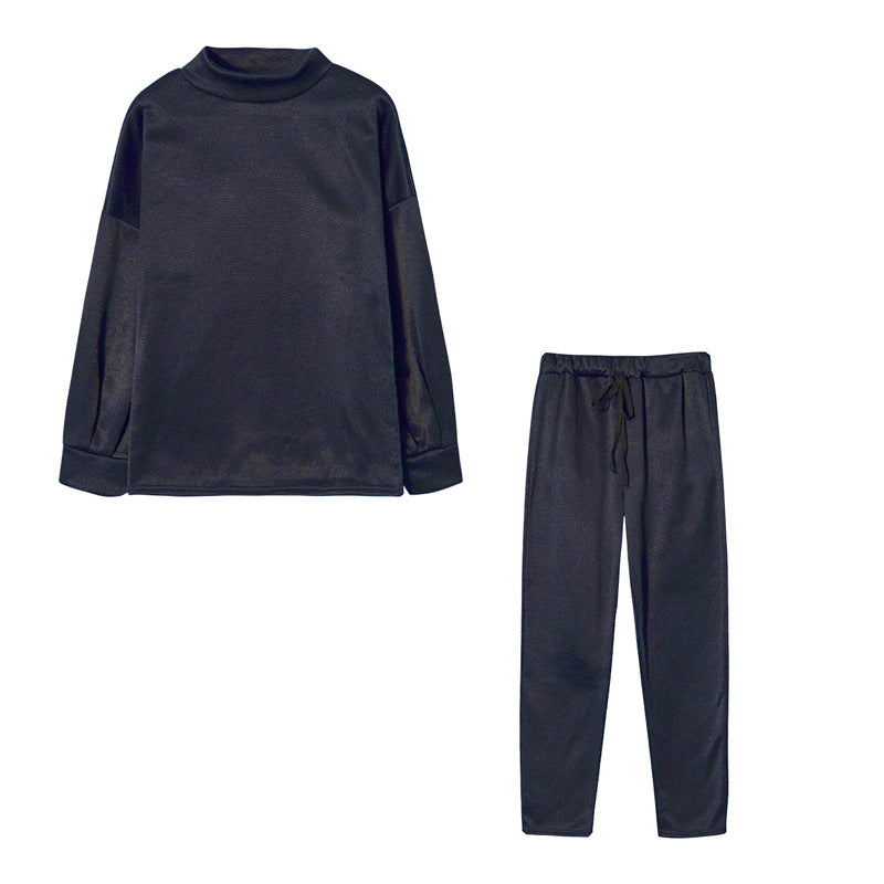 Damen Sportlicher Loungewear-Set mit hohem Kragen und elastischem Bund Stalluxe