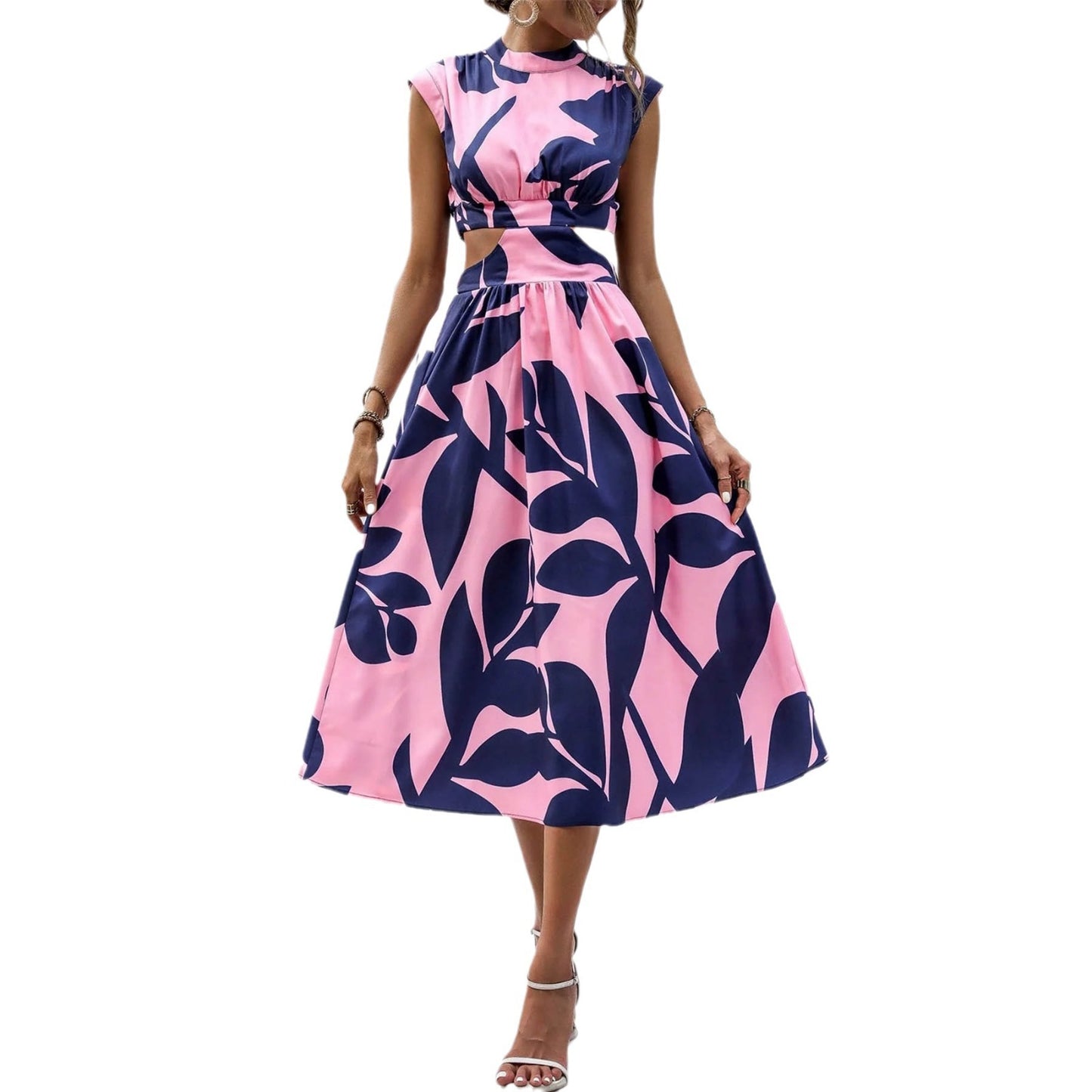 Damen Elegantes Maxi-Kleid mit Cut-Out-Details und floralem Muster Stalluxe