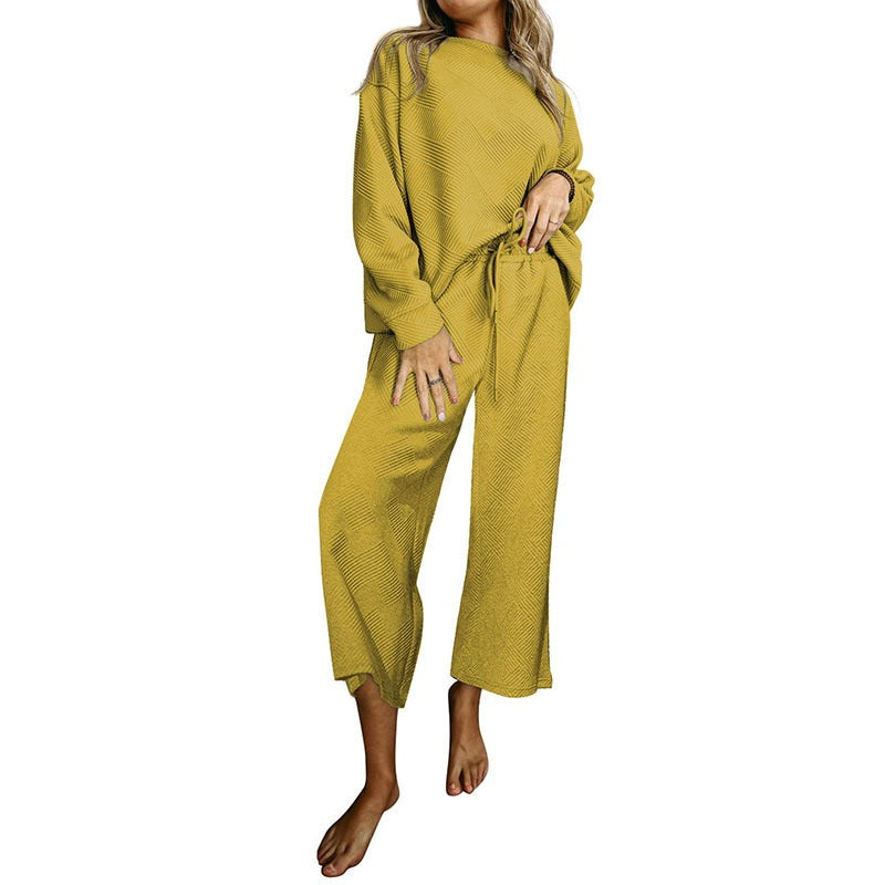 Damen Lässiges Lounge-Set mit weitem Schnitt und bindbarem Taillengürtel Stalluxe