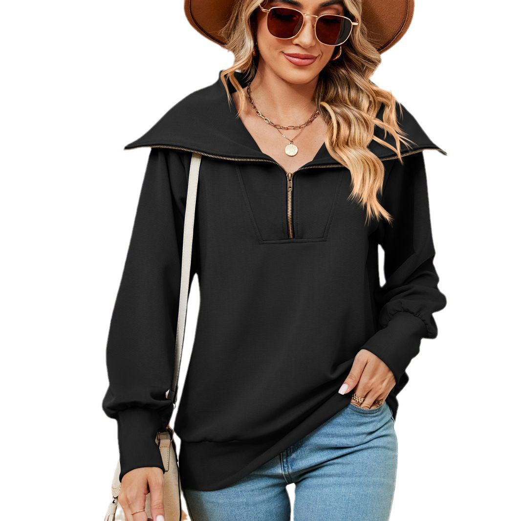 Damen Pullover mit modernem Stehkragen und Reißverschluss Stalluxe