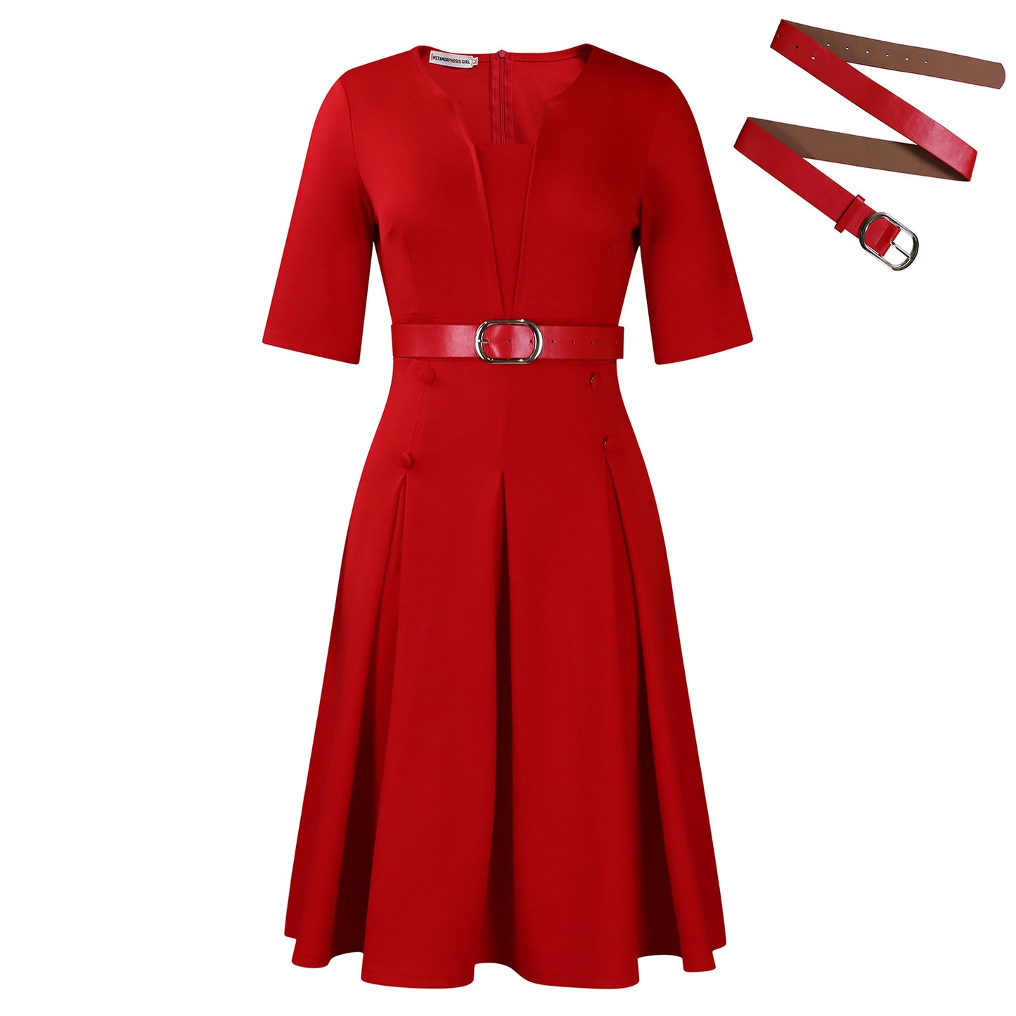 Damen Trägerloses A-Linien-Kleid mit Gürtel und eleganter Taillierung Stalluxe