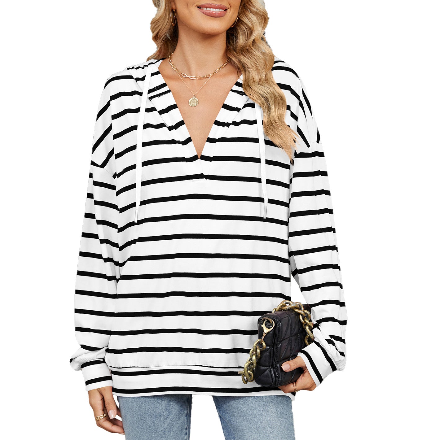 Damen Kapuzenpullover mit modischem Streifenmuster und lässiger Passform Stalluxe