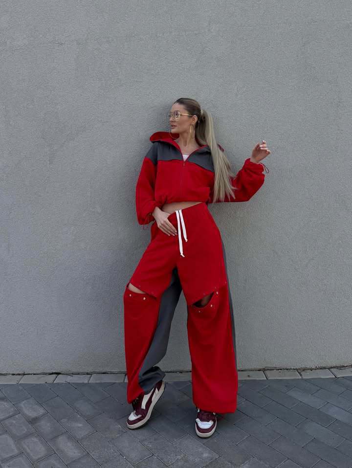 Damen sportliches Set mit modischem Farbblock-Design und lässiger Passform Stalluxe