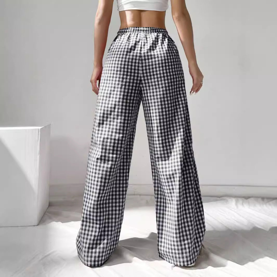 Damen Leichte, lässige Hosen im karo Design mit elastischem Bund und Kordelzug Stalluxe
