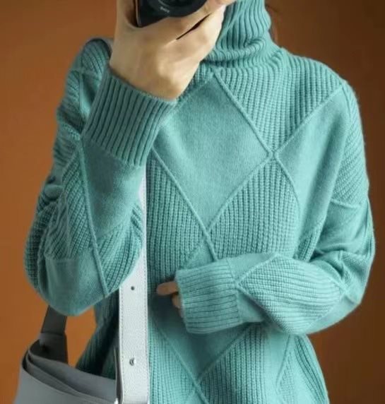 Damen kuscheliger Stehkragenpullover mit strukturiertem Strickmuster Stalluxe
