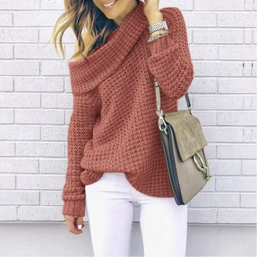 Damen Oversized Strickpullover mit elegantem Schalkragen und strukturiertem Muster Stalluxe