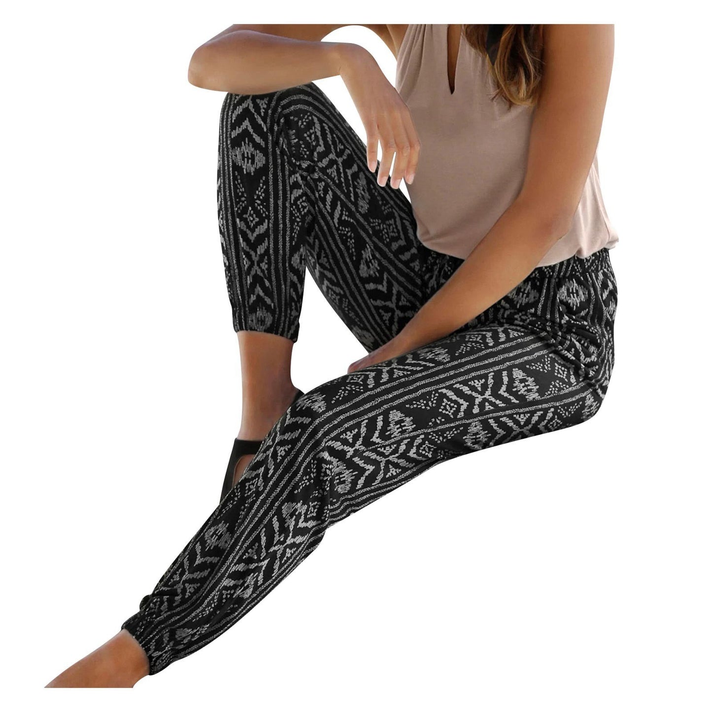 Damen Elegante Blumendruck-Hose mit Elastischem Bund und Seitentaschen Stalluxe