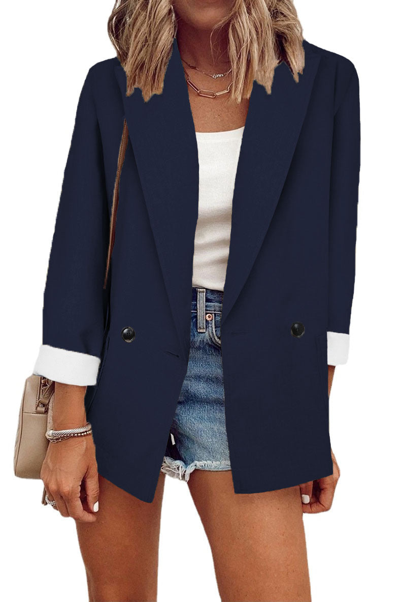 Damen modischer Blazer im Oversized-Schnitt mit tiefen Taschen und umgeschlagenen Ärmeln Stalluxe