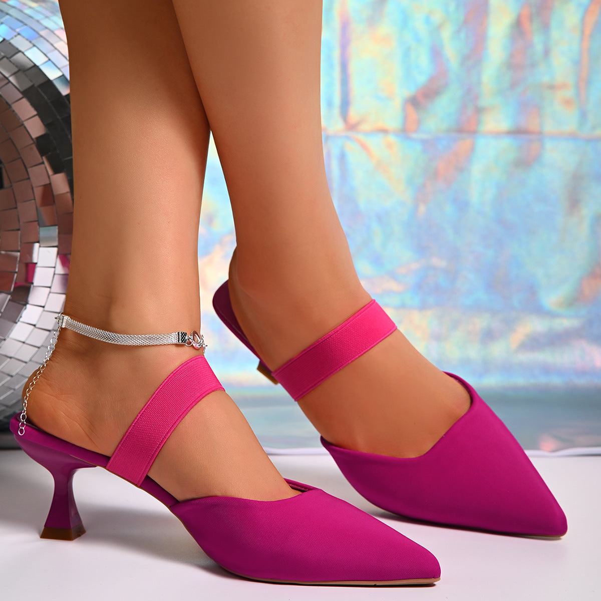 Damen Slingback-Pumps mit elastischem Riemen und modischem Spitzendesign Stalluxe