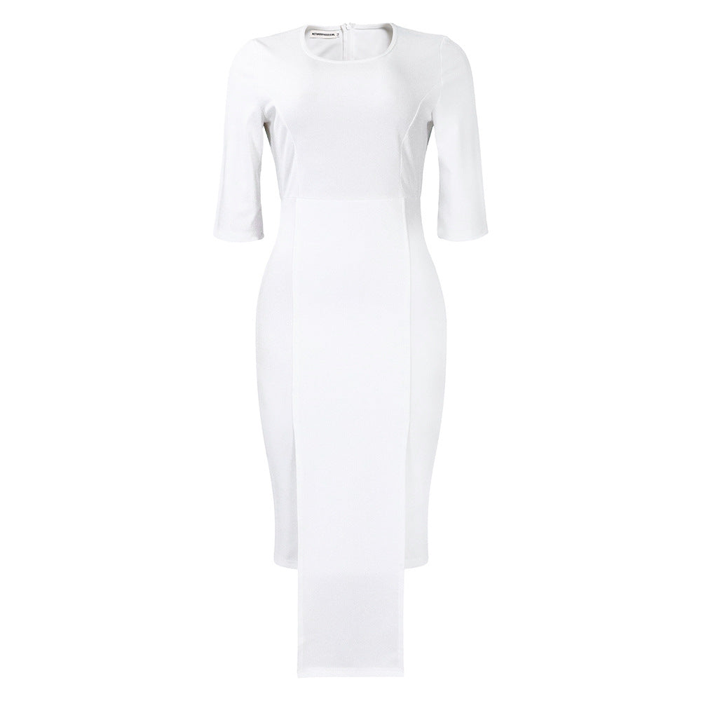 Damen Elegantes Figurformendes Kleid mit asymmetrischem Saum Stalluxe