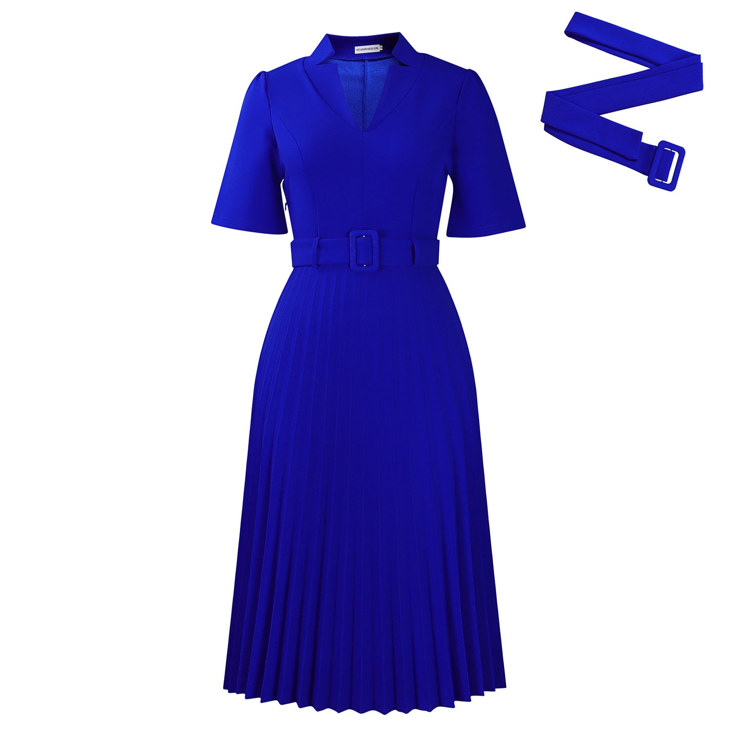 Damen Plissee Kleid mit tailliertem Schnitt und elegantem Kragen Stalluxe