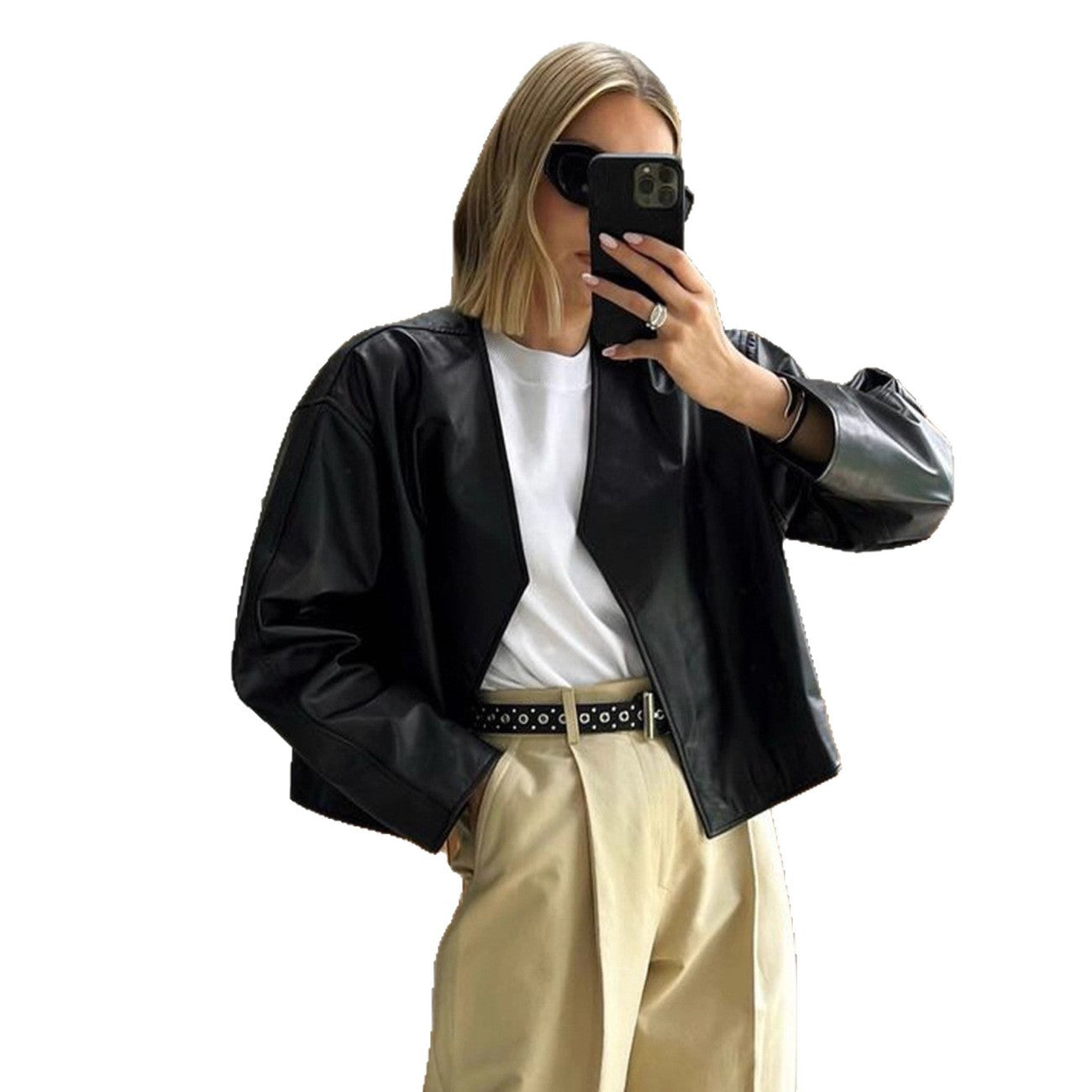 Damen modische Jacke aus hochwertigem Kunstleder Stalluxe
