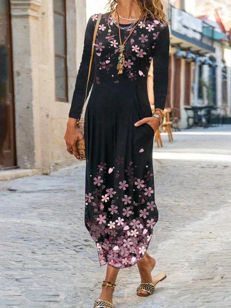 Damen Maxikleid mit floralem Design und praktischen Taschen Stalluxe