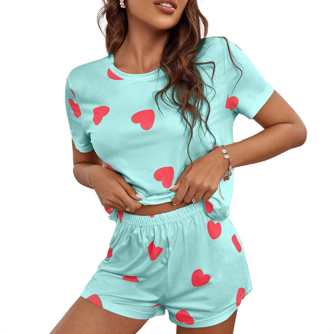 Women's Heart Print Lounge Set Stalluxe