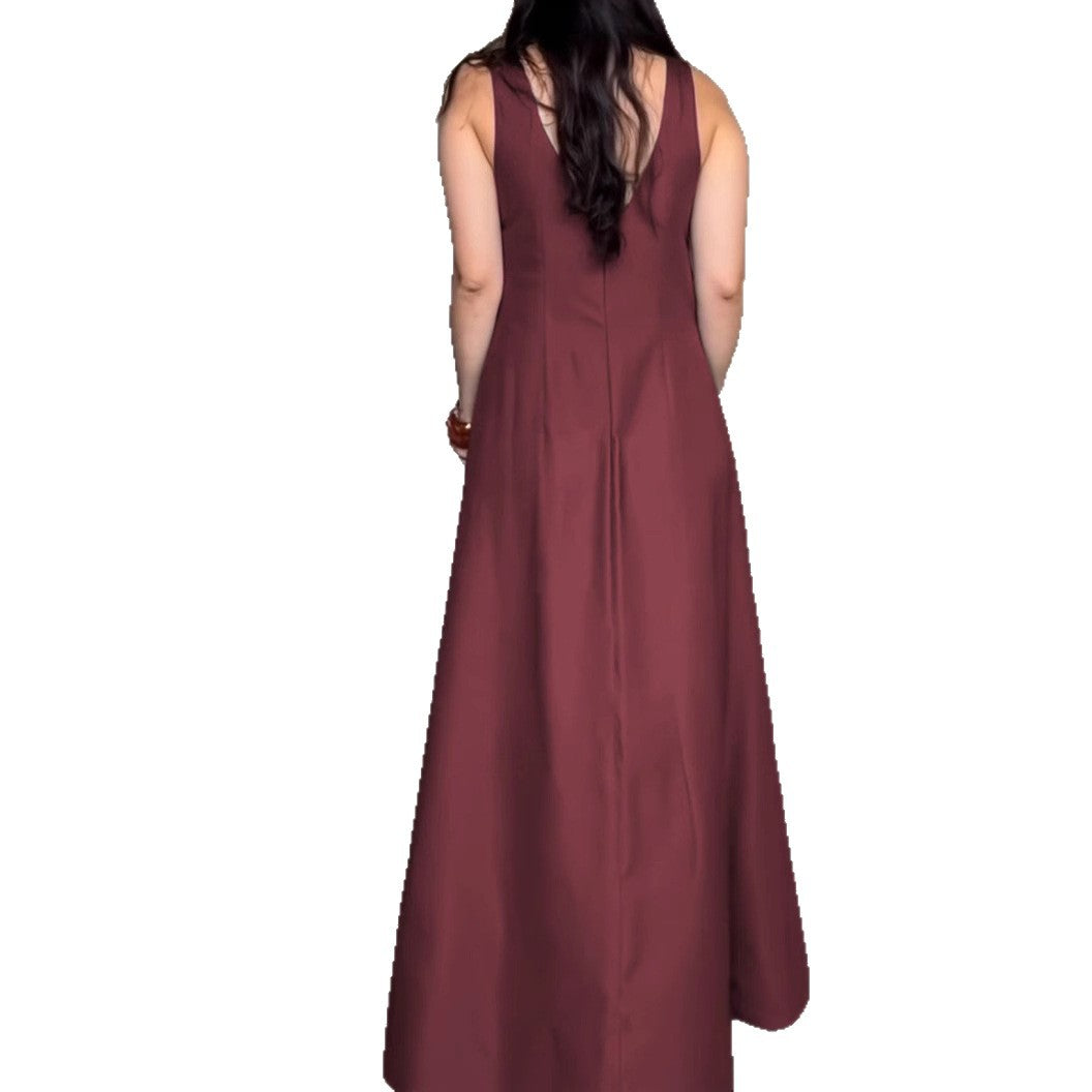Damen Maxikleid mit elegantem V-Ausschnitt und praktischen Taschen Stalluxe