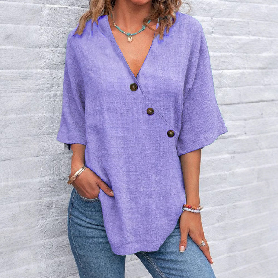 Damen Lässige Überschnittene Bluse mit Knopfdetails Stalluxe