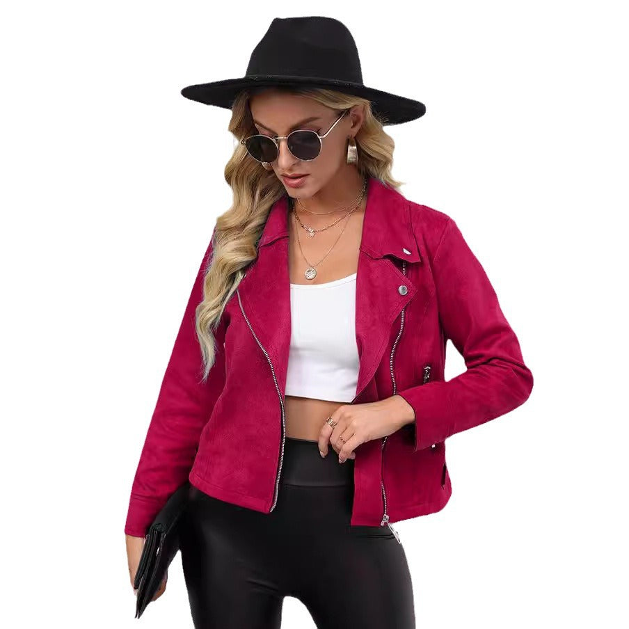 Damen Wildleder Bikerjacke mit stylischem Schnitt Stalluxe