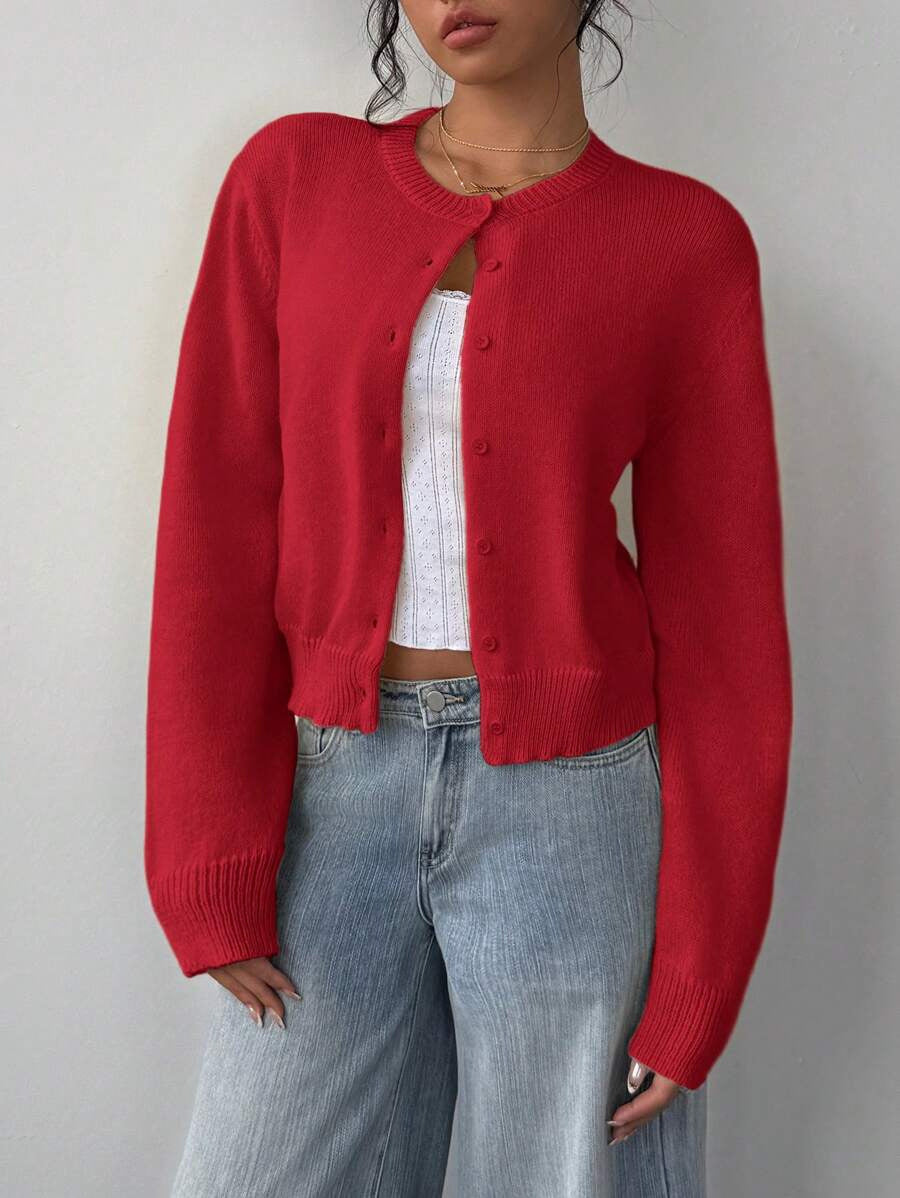 Damen Strickjacke mit feiner Textur und eleganter Knopfleiste Stalluxe