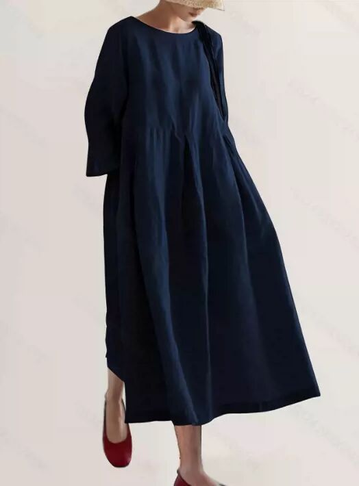 Damen lässiges Sommerkleid im A-Linien Schnitt mit 3/4 Ärmeln Stalluxe