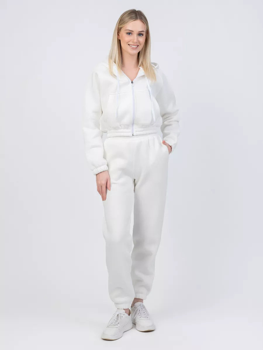 Damen Fleece-Sweatanzug mit Kapuze und elastischem Bund Stalluxe